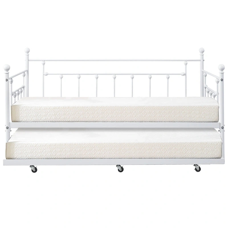 Classic Open Frame Metal Daybed with Trundle,Twin Size
