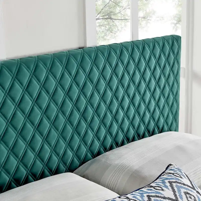 Tufted Diamond Lattice Velvet Headboard - Full/Queen - 8 Colors