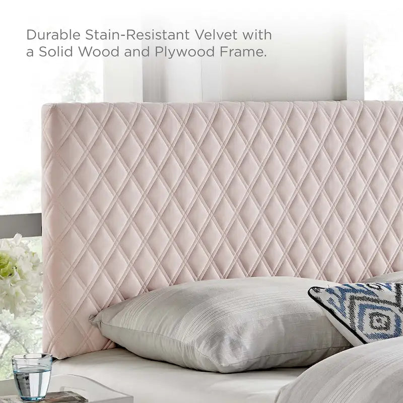 Tufted Diamond Lattice Velvet Headboard - Full/Queen - 8 Colors