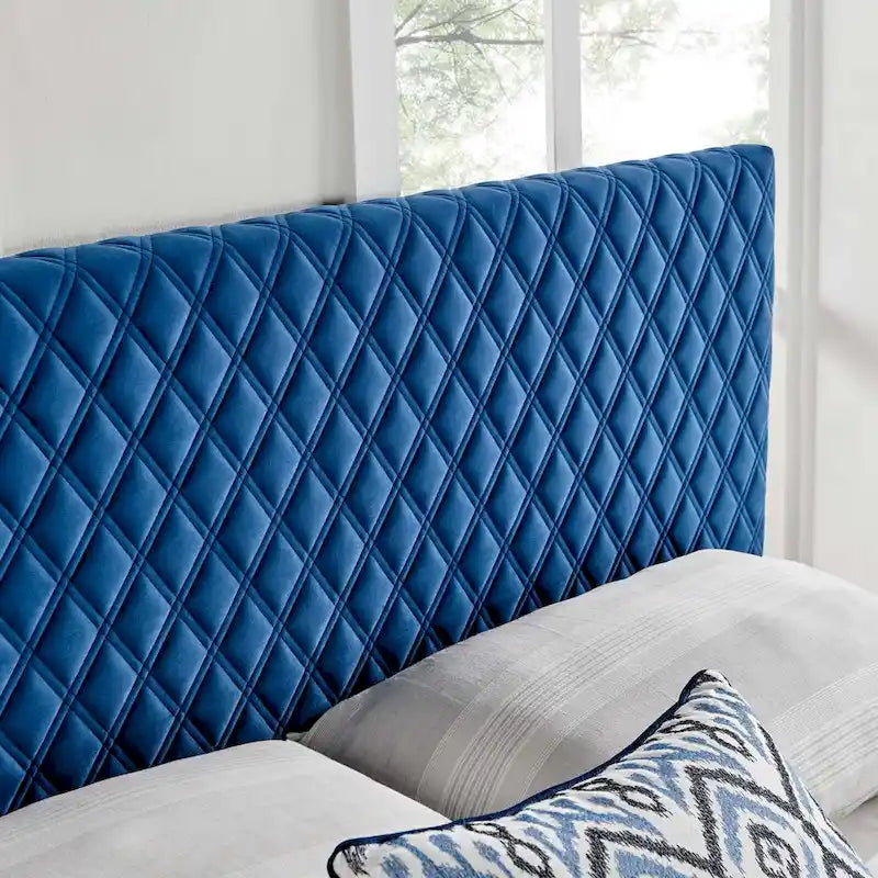 Tufted Diamond Lattice Velvet Headboard - Full/Queen - 8 Colors