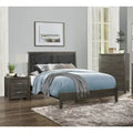 Contemporary Bedroom Set 3pc Bed Nightstand Chest Dark Gray Finish
