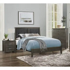 Contemporary Bedroom Set 3pc Bed Nightstand Chest Dark Gray Finish