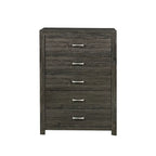Contemporary Bedroom Set 3pc Bed Nightstand Chest Dark Gray Finish