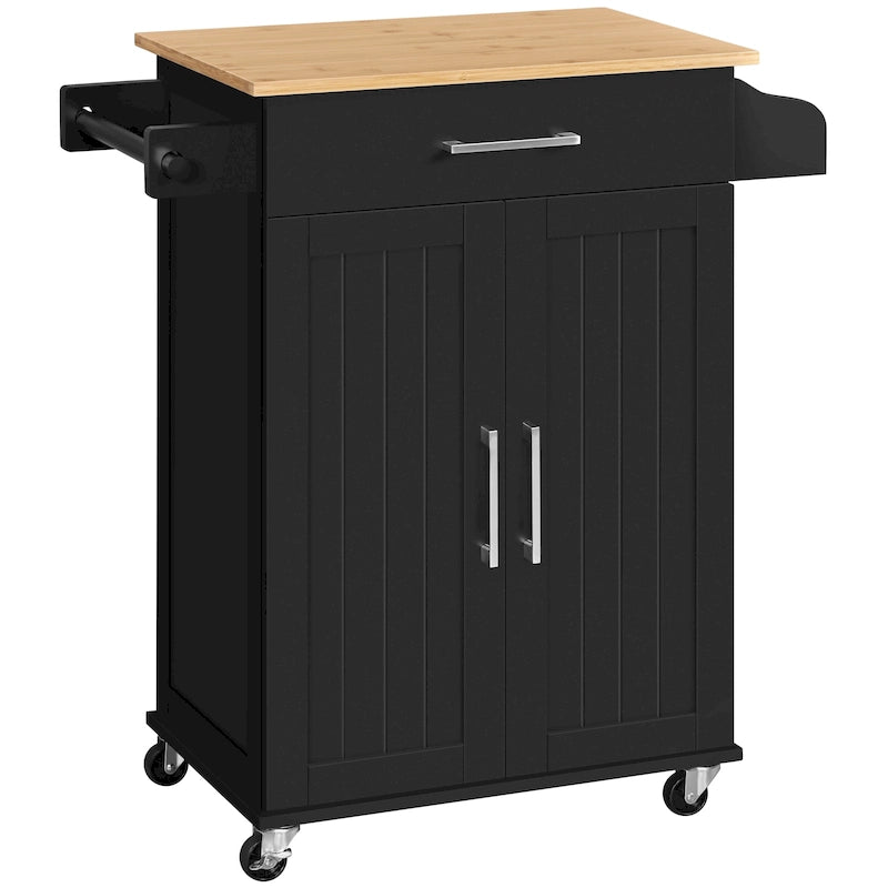 Rolling Kitchen Car with Towel Rack,Drawer, 2 Doors