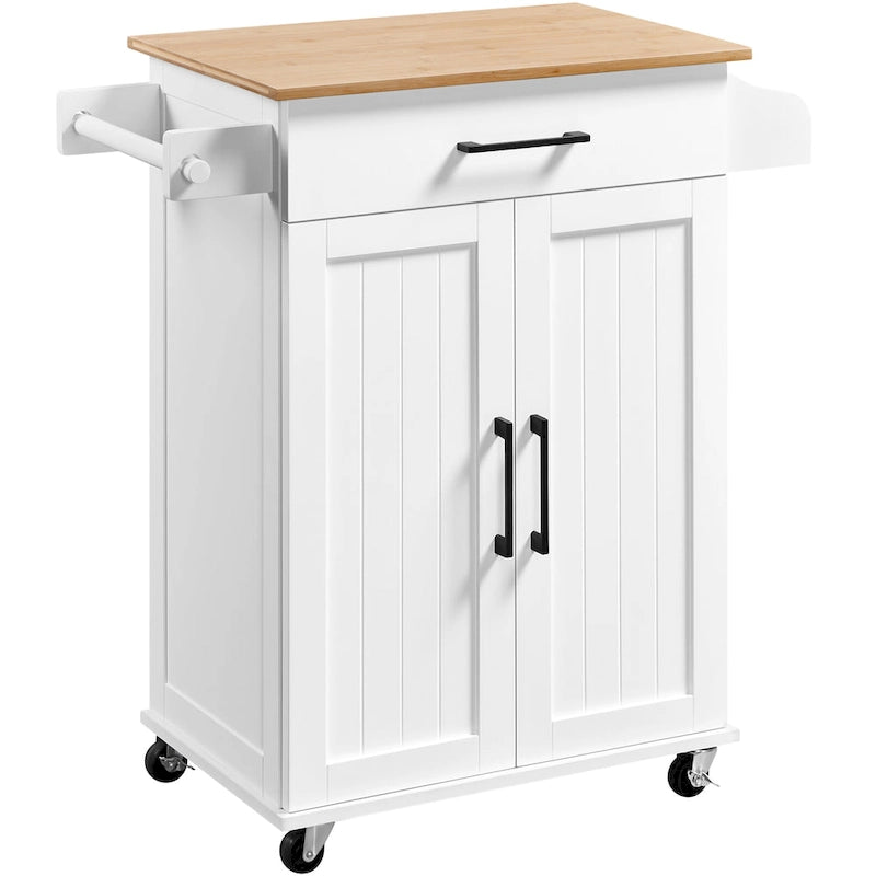 Rolling Kitchen Car with Towel Rack,Drawer, 2 Doors
