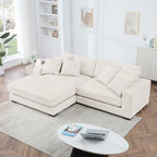 106.28inch Sectional Couch Covers L Shaped Corduroy Sofa Covers Chaise Lounge Cover 2 Pieces with 6pcs Pillows
