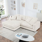 106.28inch Sectional Couch Covers L Shaped Corduroy Sofa Covers Chaise Lounge Cover 2 Pieces with 6pcs Pillows