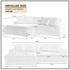 106.28inch Sectional Couch Covers L Shaped Corduroy Sofa Covers Chaise Lounge Cover 2 Pieces with 6pcs Pillows