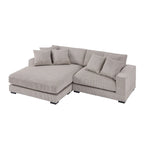 106.28inch Sectional Couch Covers L Shaped Corduroy Sofa Covers Chaise Lounge Cover 2 Pieces with 6pcs Pillows
