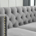 Modern Velvet Sofa Couch Upholstered Button and Metal Legs