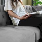 Modern Velvet Sofa Couch Upholstered Button and Metal Legs