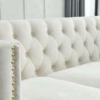 Modern Velvet Sofa Couch Upholstered Button and Metal Legs