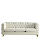 Modern Velvet Sofa Couch Upholstered Button and Metal Legs