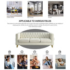 Modern Velvet Sofa Couch Upholstered Button and Metal Legs