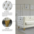 Modern Velvet Sofa Couch Upholstered Button and Metal Legs