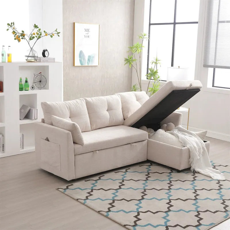 L-Shaped Modular Sectional Sofa with Reversible Chaise and Storage