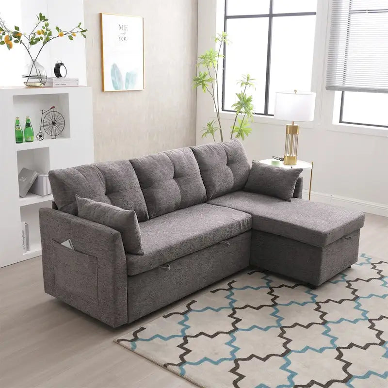 L-Shaped Modular Sectional Sofa with Reversible Chaise and Storage