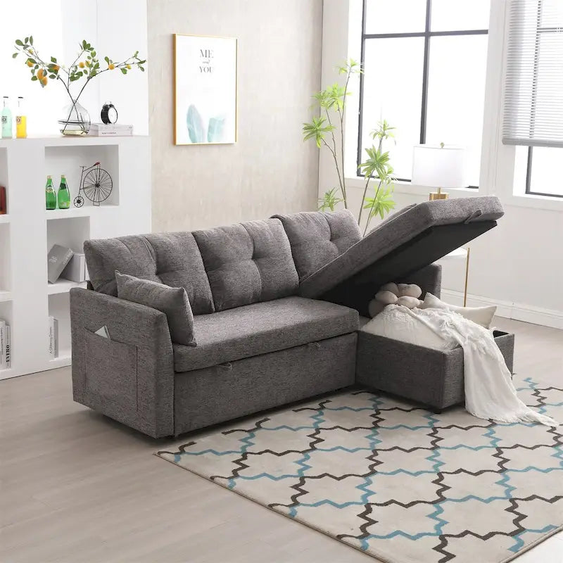 L-Shaped Modular Sectional Sofa with Reversible Chaise and Storage
