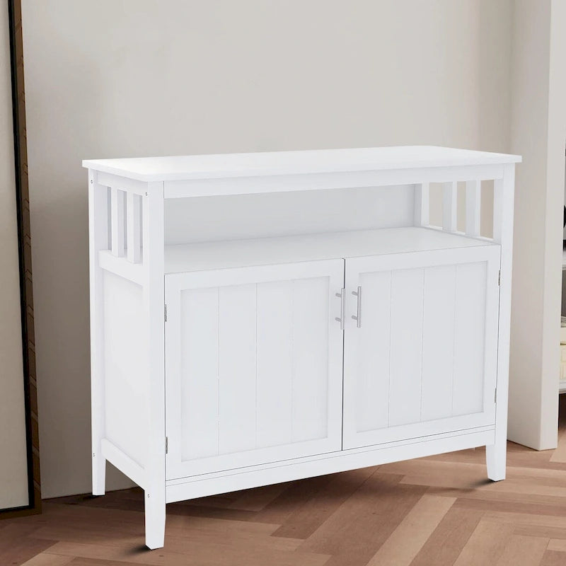 Classic Minimalist Wooden Sideboard with a Cabinet and an Open Storage Compartment