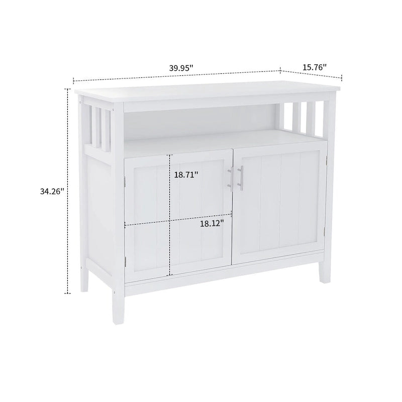 Classic Minimalist Wooden Sideboard with a Cabinet and an Open Storage Compartment