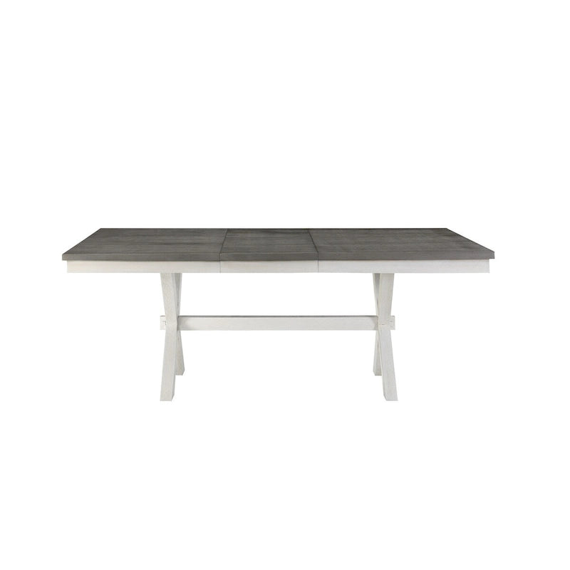 2-Tone Extendable Dining Table - White & Gray, 6-8 People