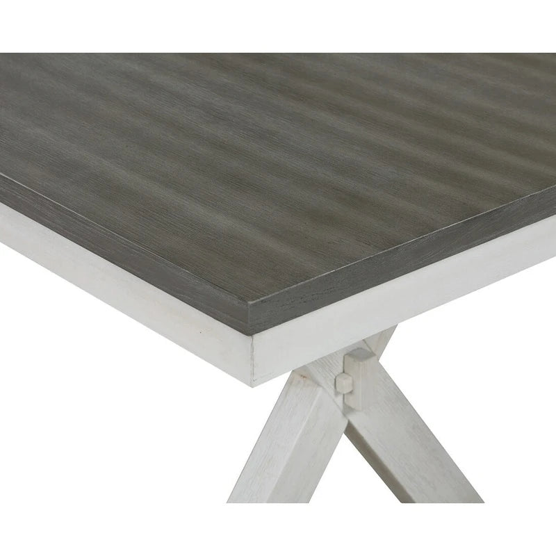 2-Tone Extendable Dining Table - White & Gray, 6-8 People