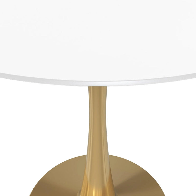 Round Dining Table for 4 with MDF Tabletop in Gold Steel Base for Kitchen & Dining Room