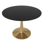 Round Dining Table for 4 with MDF Tabletop in Gold Steel Base for Kitchen & Dining Room