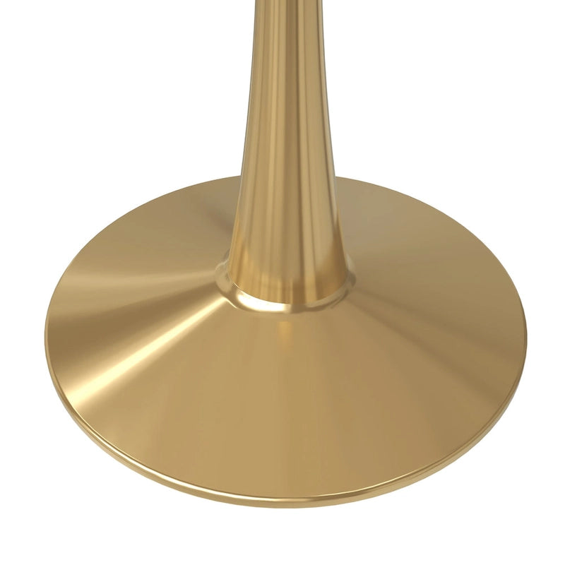 Round Dining Table for 4 with MDF Tabletop in Gold Steel Base for Kitchen & Dining Room