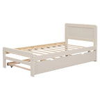 Contemporary Twin Platform Bed Frame with Trundle - Durable Rubberwood, Plywood, MDF Construction