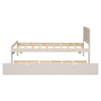 Contemporary Twin Platform Bed Frame with Trundle - Durable Rubberwood, Plywood, MDF Construction