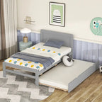 Contemporary Twin Platform Bed Frame with Trundle - Durable Rubberwood, Plywood, MDF Construction