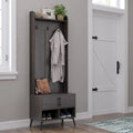 RiverRidge Woodbury Hall Tree with Entryway Bench, Shoe Storage, Coat Hooks & Cubby Storage - Weathered Woodgrain