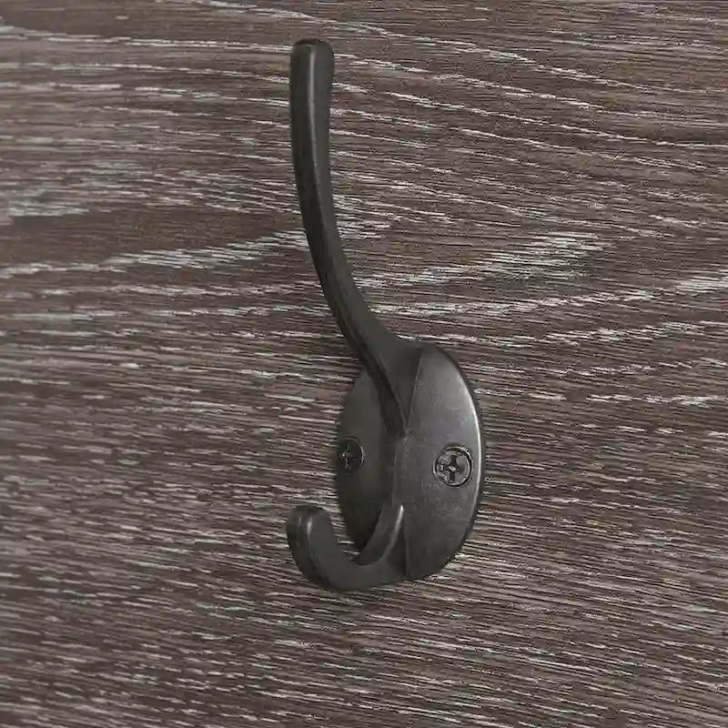 Hall Tree with Entryway Bench - Brown Weathered Wood - Multi-Person