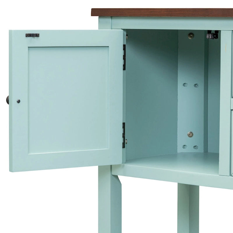 Vintage Console Table with Drawers and Cabinets, Retro Sofa Table for Entryway, Living Room and Hallway