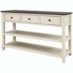 50L Retro Design Console Table with Two Open Shelves, Pine Solid Wood Frame and Legs