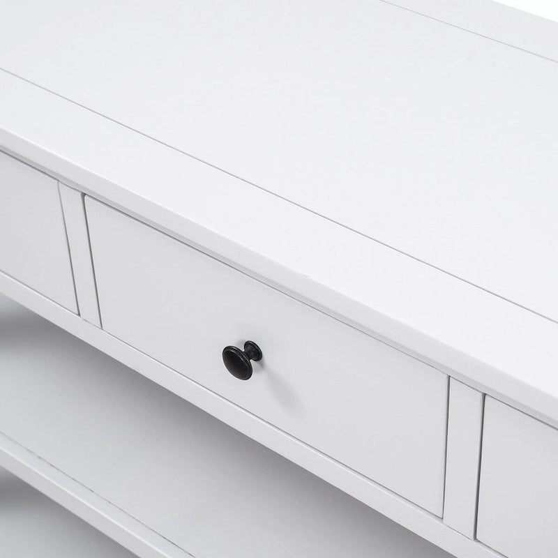 50L Retro Design Console Table with Two Open Shelves, Pine Solid Wood Frame and Legs