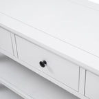 50L Retro Design Console Table with Two Open Shelves, Pine Solid Wood Frame and Legs