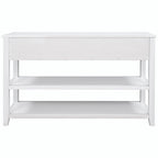 50L Retro Design Console Table with Two Open Shelves, Pine Solid Wood Frame and Legs