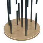 20 Inch Side End Table, Round Matte Black Tray Top, Modern Rod Supports with Brass Base