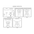 20 Inch Side End Table, Round Matte Black Tray Top, Modern Rod Supports with Brass Base