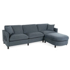 107.87 Sectional Sofa with Ottoman, Removable Cushions and Armrest Pockets,Dark Gray