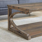 Unique Coffee Table, Solid Wood 23.8 Inch Modern Coffee Table Center Table With Storage, Solid Wood Special Shape Coffee Table