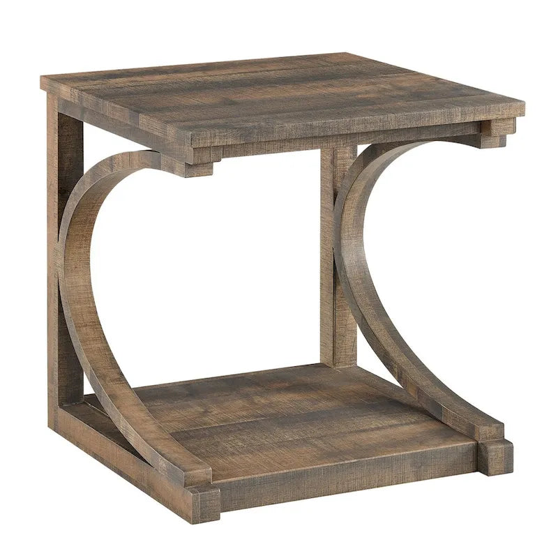 Unique Coffee Table, Solid Wood 23.8 Inch Modern Coffee Table Center Table With Storage, Solid Wood Special Shape Coffee Table