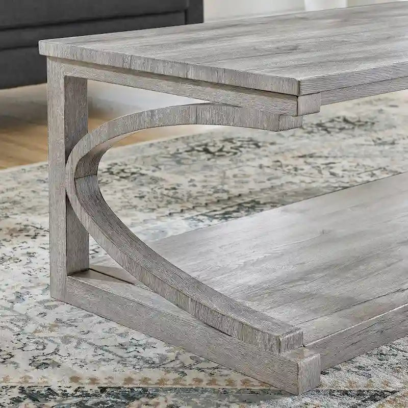 Unique Coffee Table, Solid Wood 23.8 Inch Modern Coffee Table Center Table With Storage, Solid Wood Special Shape Coffee Table