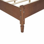 Wooden Platform Bed with Rattan Headboard and Slat Support