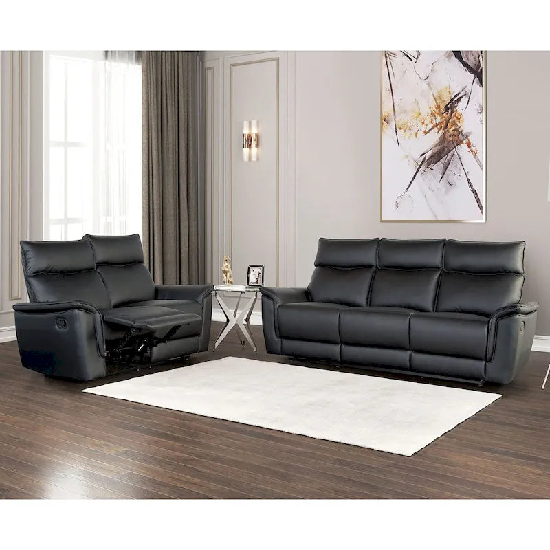 2-Piece Manual Reclining Sofa Set - Black/Taupe - Seats 5