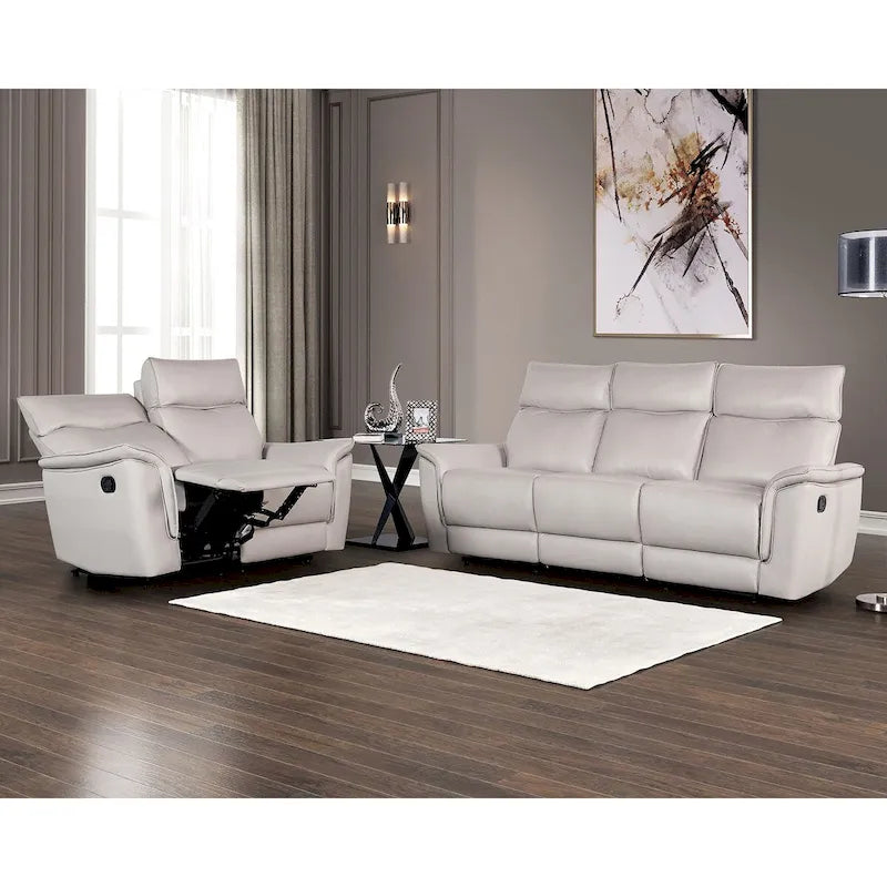 2-Piece Manual Reclining Sofa Set - Black/Taupe - Seats 5