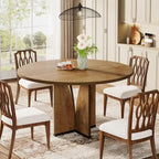 39.4-inch Round Dining Table with Wooden Tabletop for Kitchen Dining Room