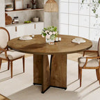 39.4-inch Round Dining Table with Wooden Tabletop for Kitchen Dining Room